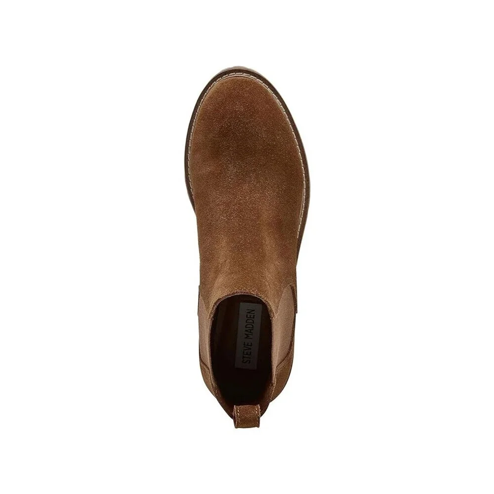 Steve Madden Leopold Boots Women 7.5 Tan Suede Pull On Round Toe Chelsea ZAP1887 - Picture 4 of 12